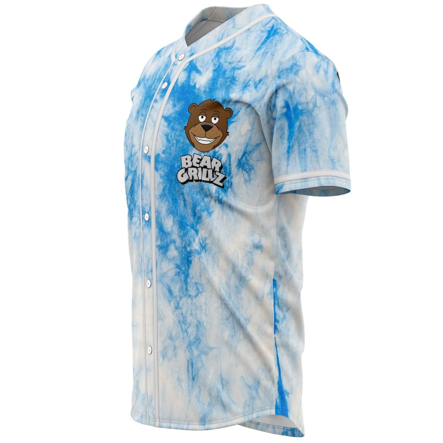 Bear Grillz Blue White Tie Dye Rave Baseball Jersey