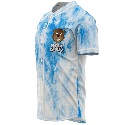 Bear Grillz Blue White Tie Dye Rave Baseball Jersey