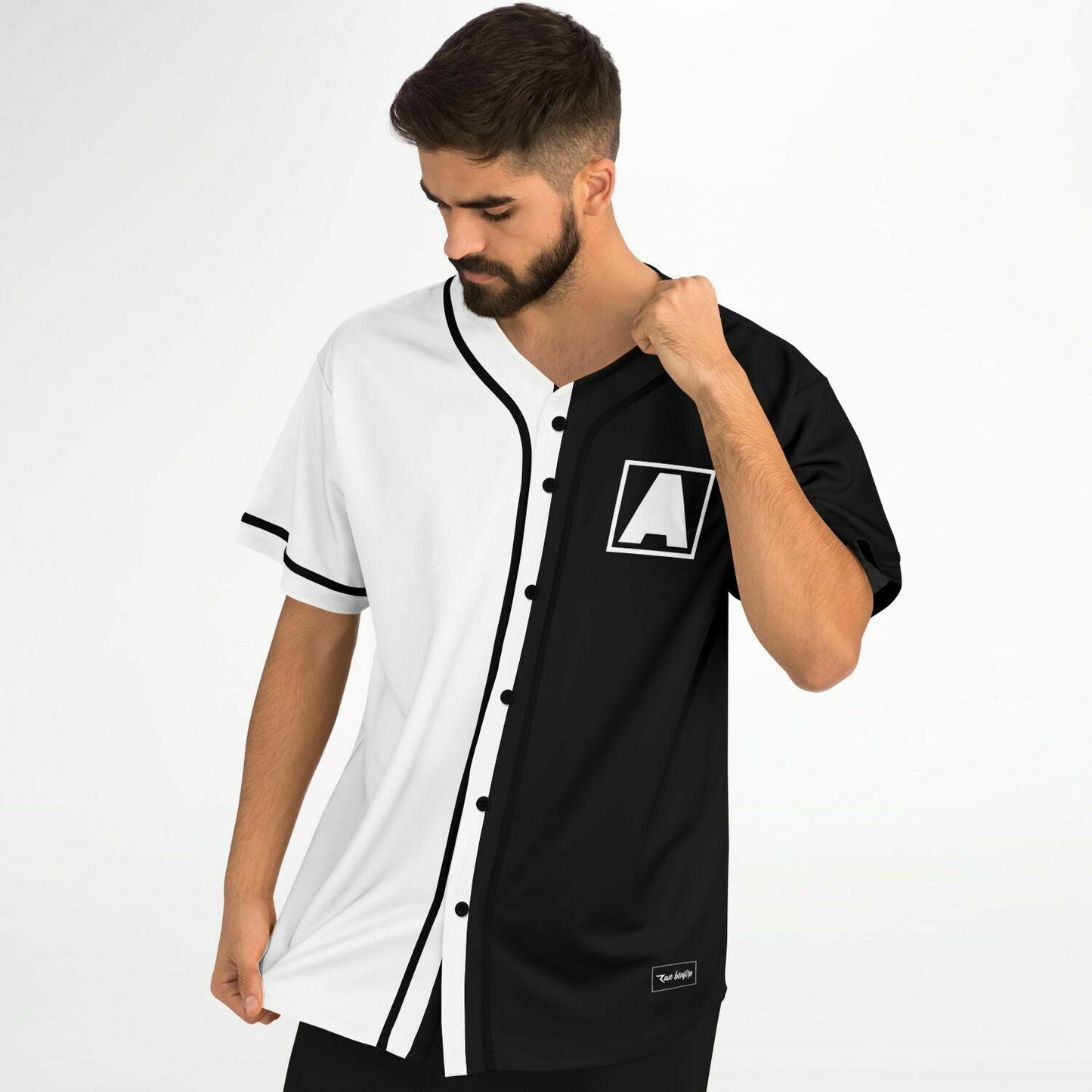 Split Black Panel Block Rave Baseball Jersey