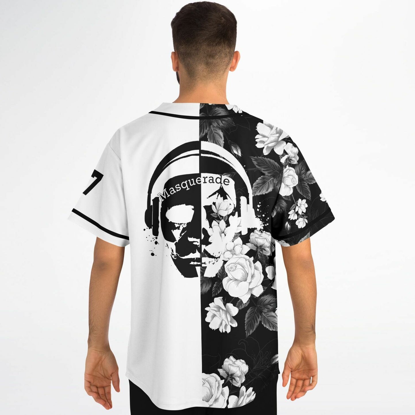 Masquerade Black White Split Rave Baseball Jersey