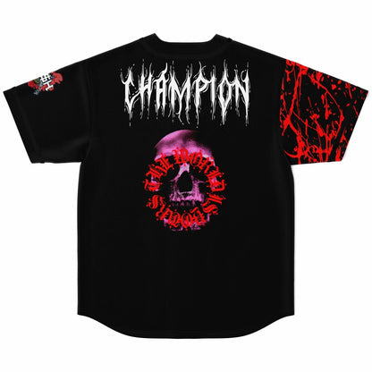 HESH Black Red Paint Rave Baseball Jersey