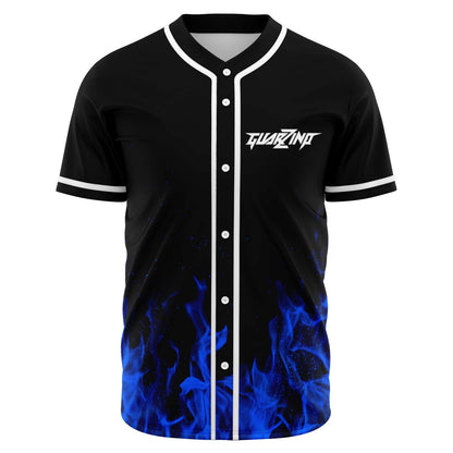 Guarzino Black Blue Fire Rave Baseball Jersey