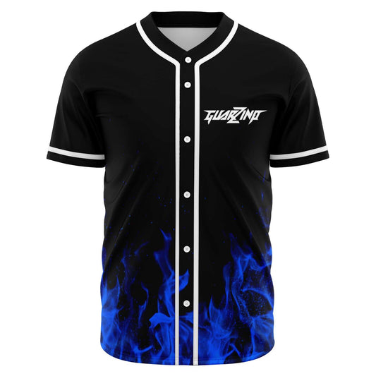 Guarzino Black Blue Fire Rave Baseball Jersey