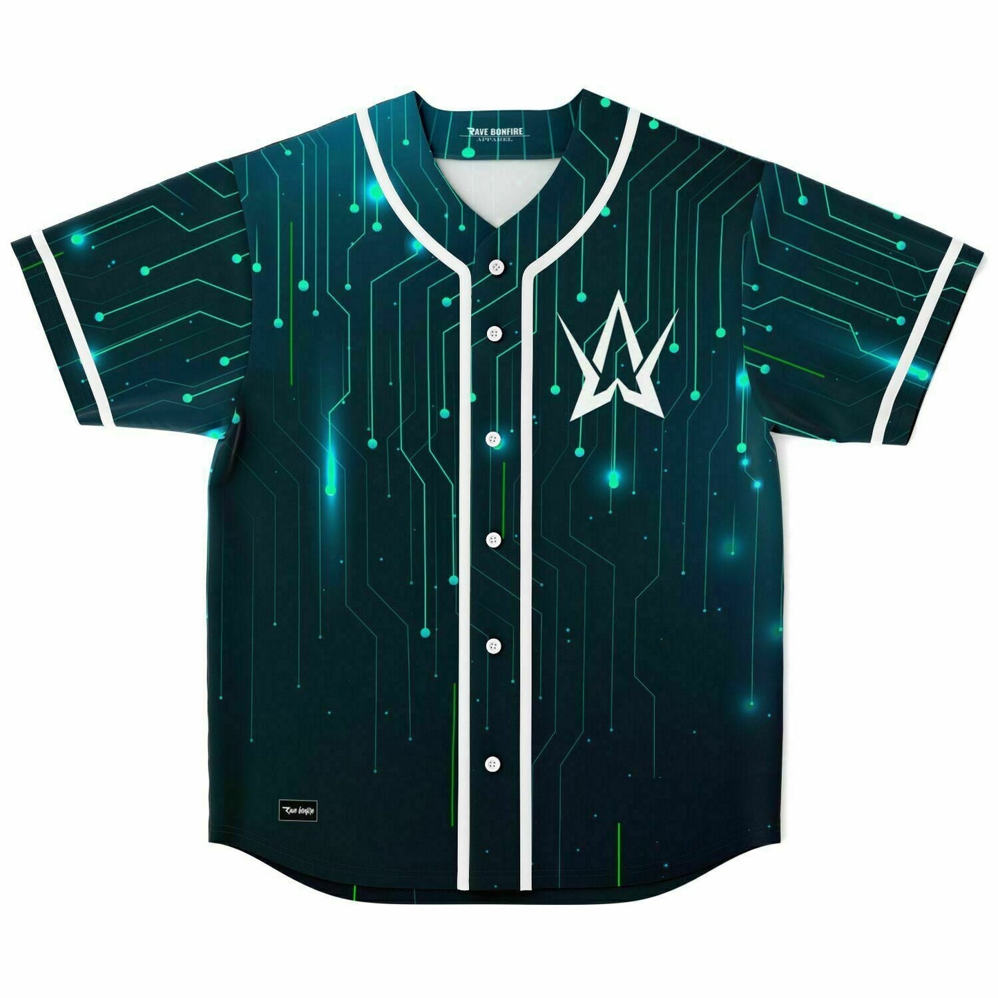 Alan Walker Dark Teal Glowing Tech Rave Baseball Jersey