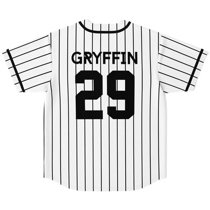 Gryffin White Classic Pinstripe Rave Baseball Jersey