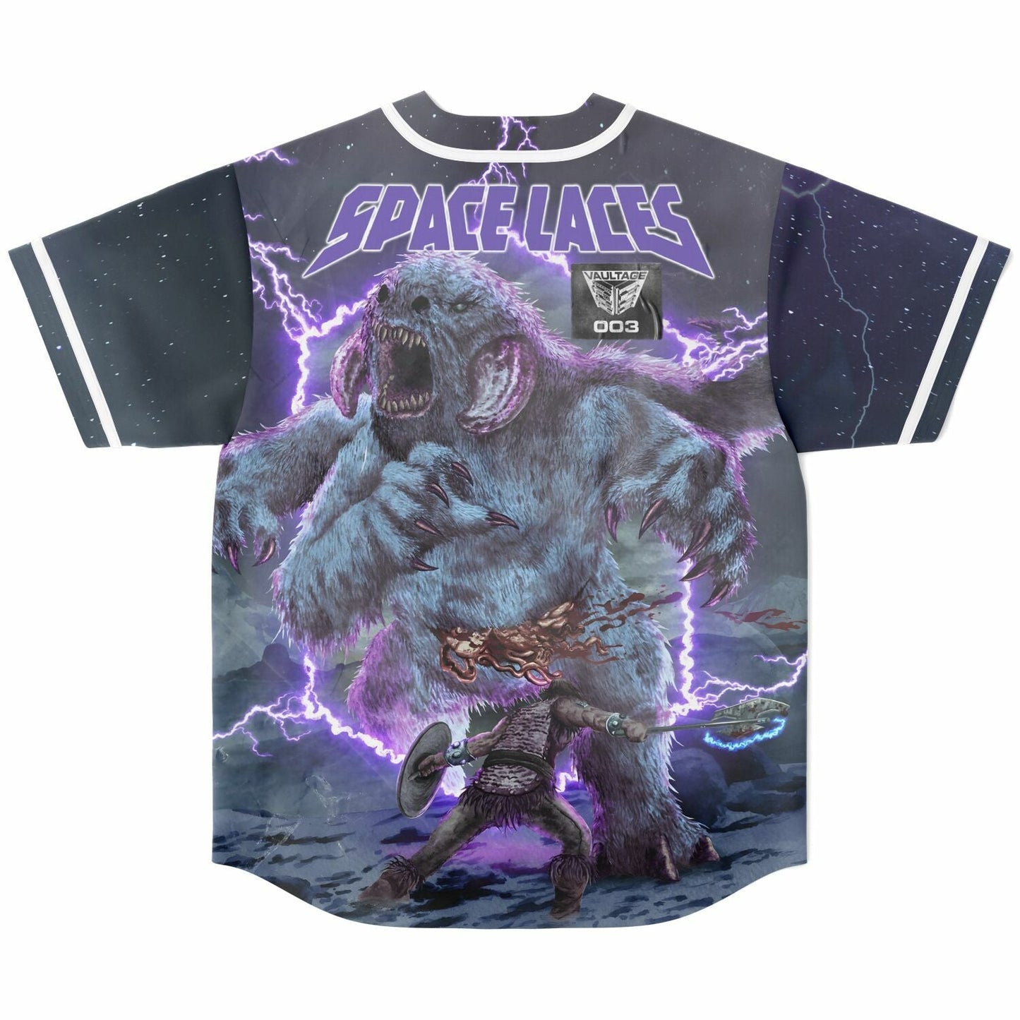 Space Laces Dark Grey Stormy Landscape Rave Baseball Jersey