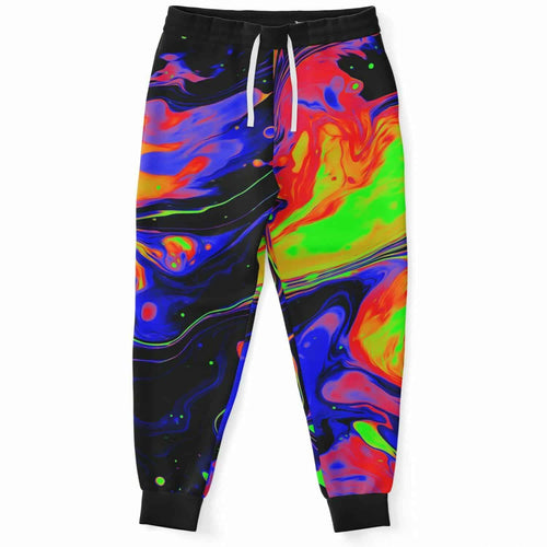 Black Abstract Fluid Rave Joggers