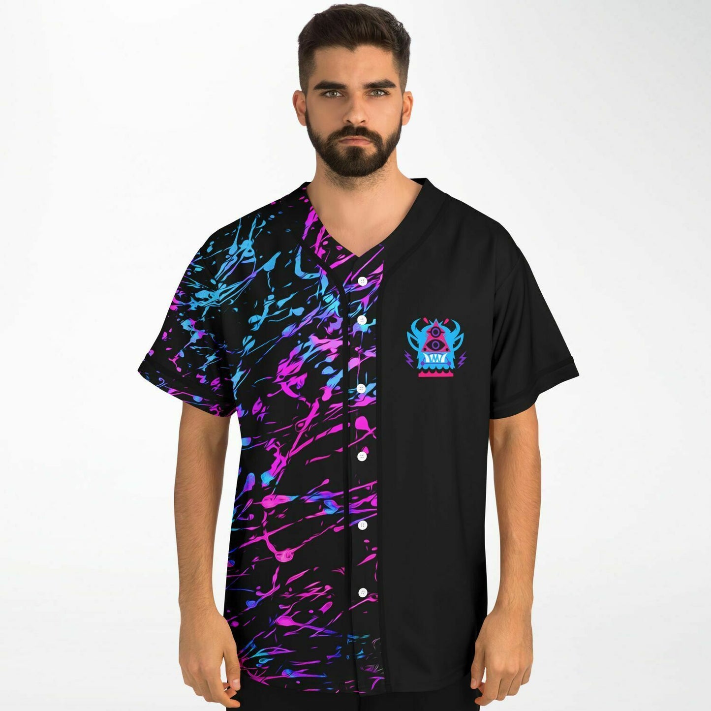 Jantsen Black Neon Paint Rave Baseball Jersey