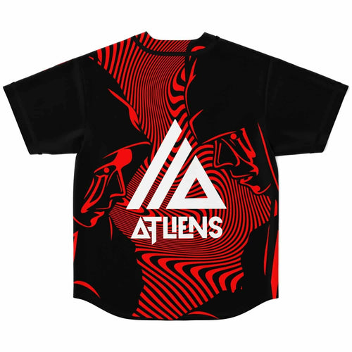 ATLiens Black Bright Swirling Optical Rave Baseball Jersey