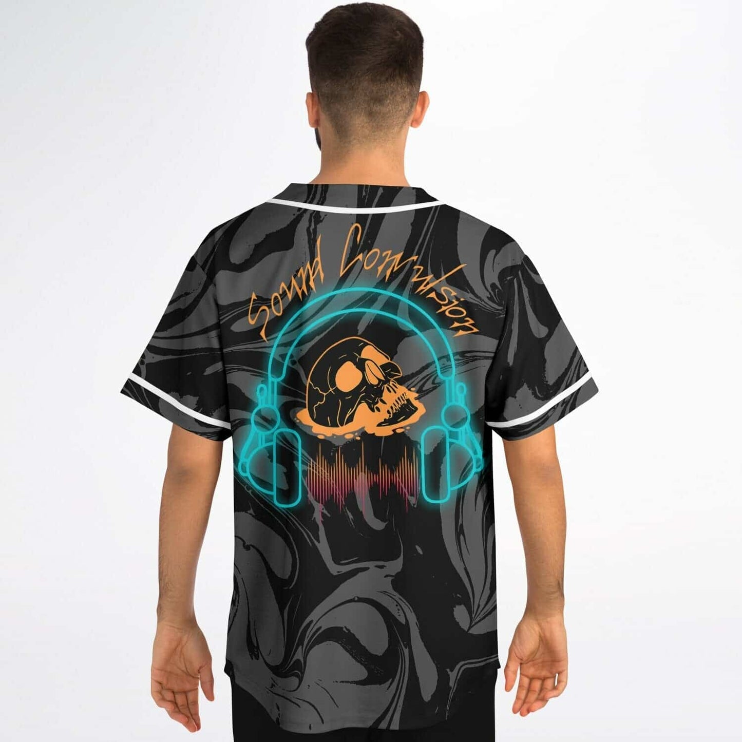 Sound Convulsion Black Gray Bubble Letter Rave Baseball Jersey