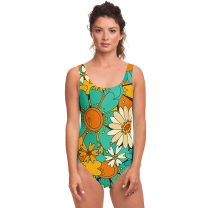 Teal Green Retro 60S Rave Swimsuit