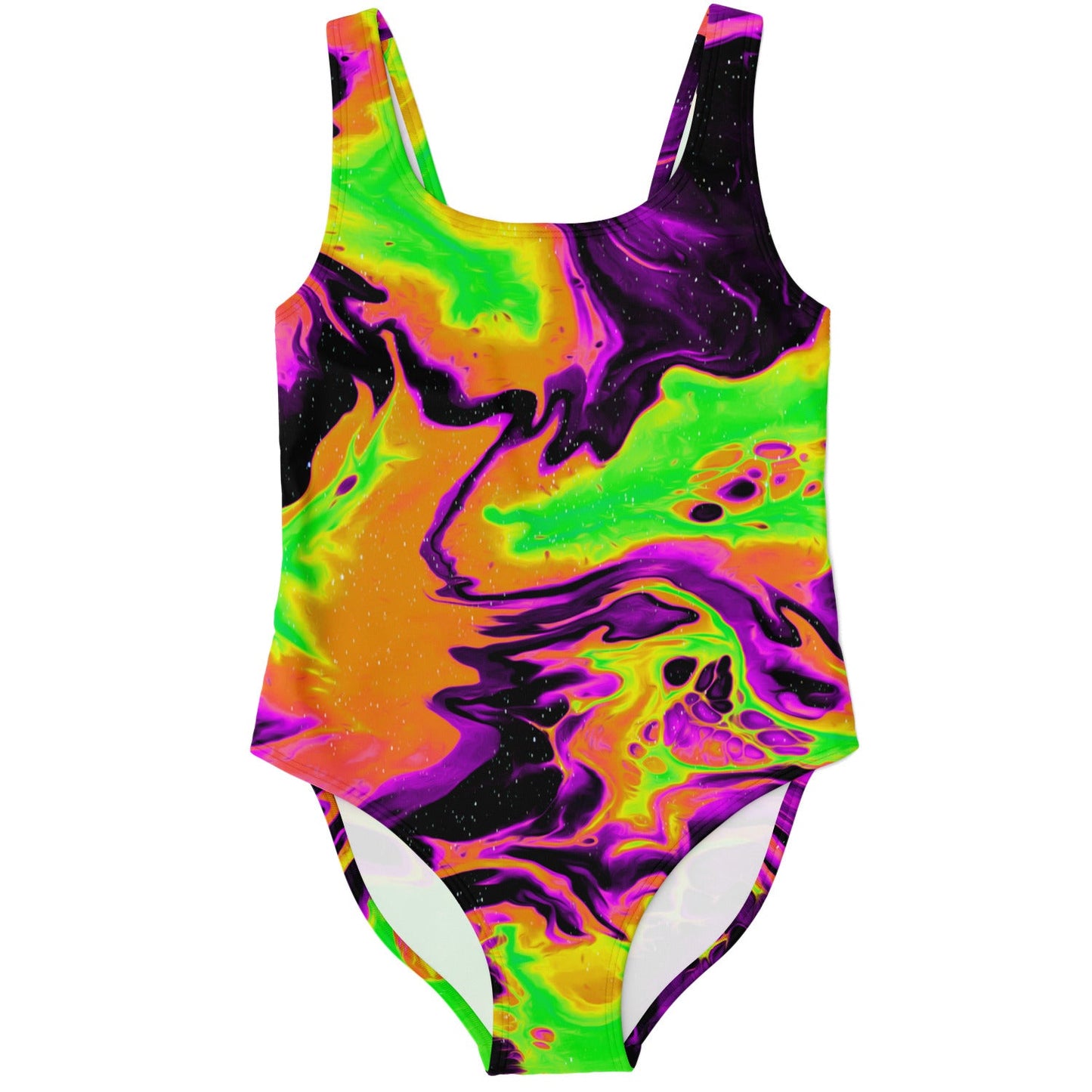 Neon Green Abstract Liquid Rave Swimsuit