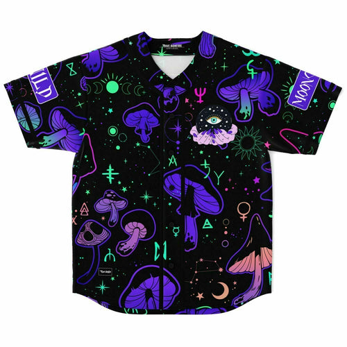 Black Psychedelic Mushrooms Rave Baseball Jersey