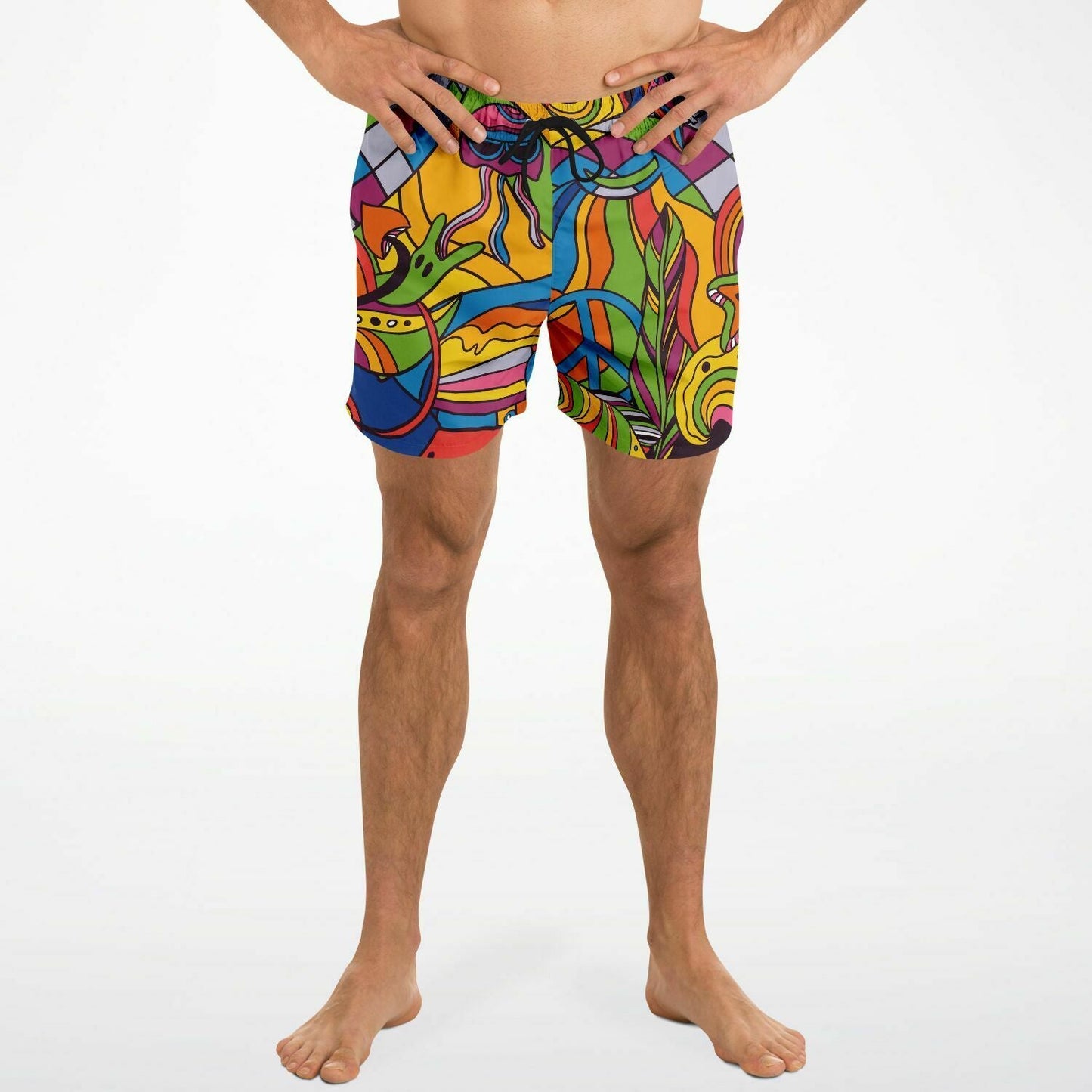 Rainbow 60S Psychedelic Rave Swim Trunks