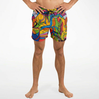Rainbow 60S Psychedelic Rave Swim Trunks