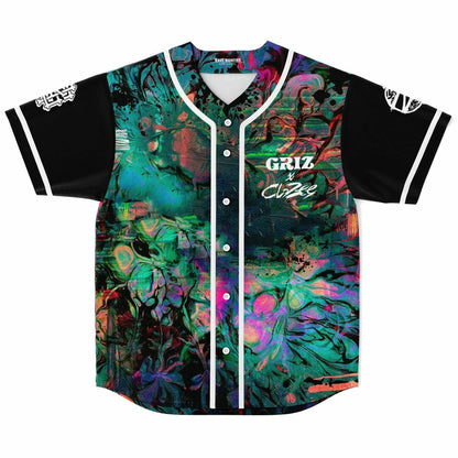 GRiZ x CloZee Black Sleeves Fluid Paint Rave Baseball Jersey