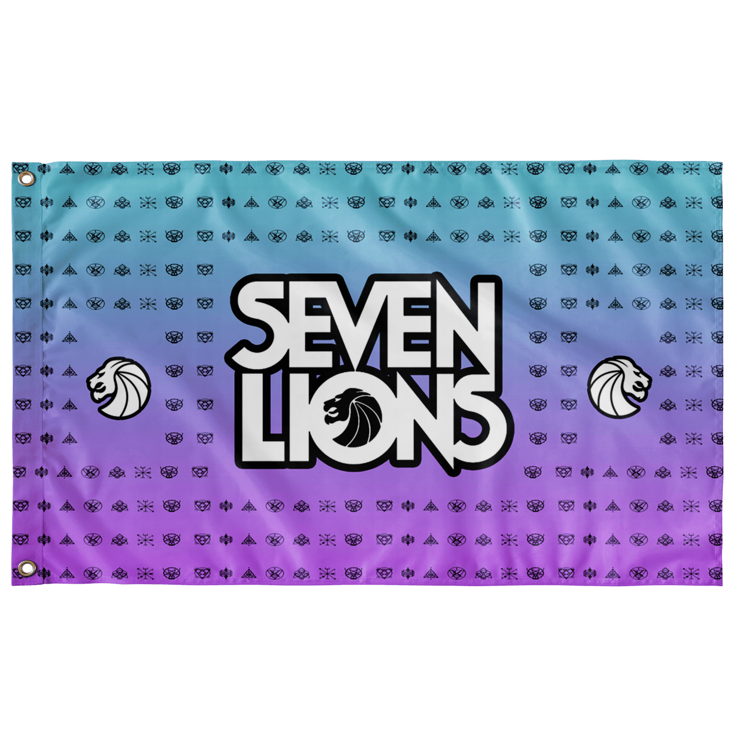 Seven Lions Teal Purple Wordmark Rave Flag