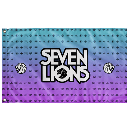 Seven Lions Teal Purple Wordmark Rave Flag