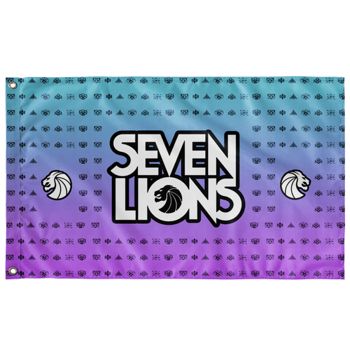 Seven Lions Teal Purple Wordmark Rave Flag