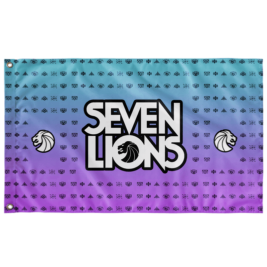 Seven Lions Teal Purple Wordmark Rave Flag