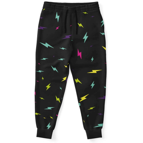Black Scattered Lightning Rave Joggers