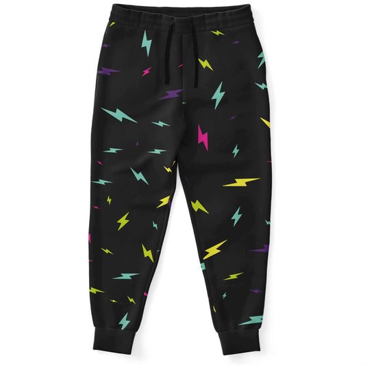 Black Scattered Lightning Rave Joggers