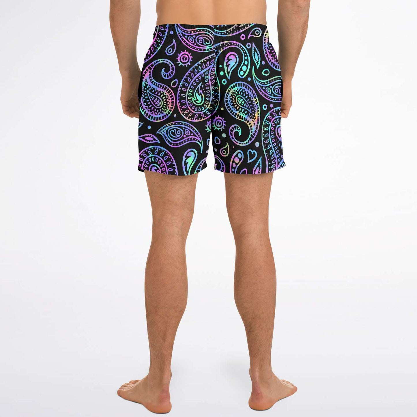 Black Paisley Bandana Rave Swim Trunks