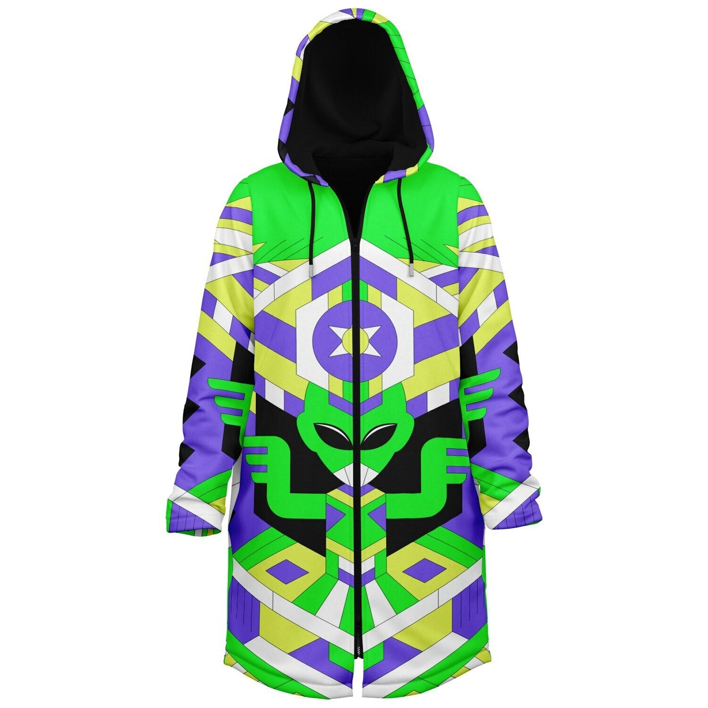 Neon Green Geometric Alien Rave Cloak