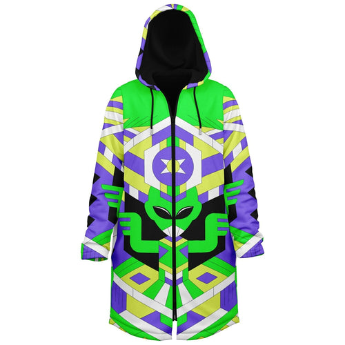 Neon Green Geometric Alien Rave Cloak