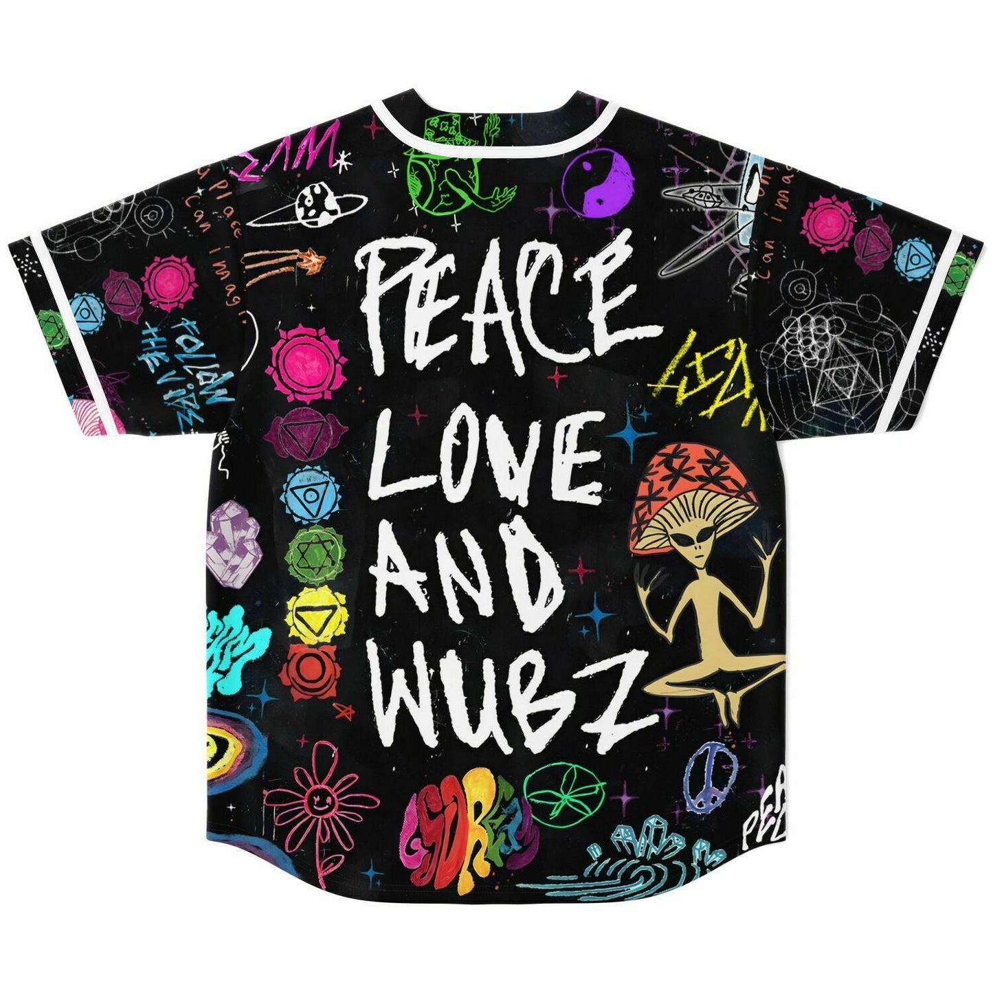 LSDREAM Black Hand Drawn Rave Baseball Jersey