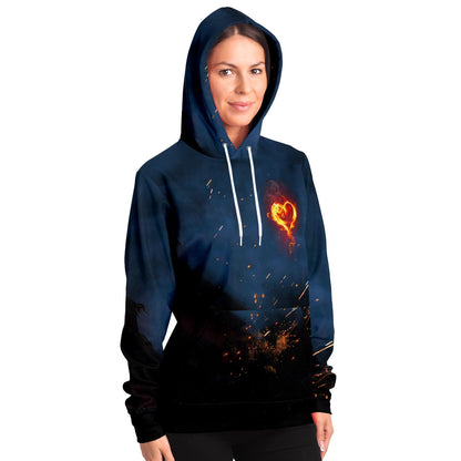 Flaming Heart Navy Ember Rave Hoodie