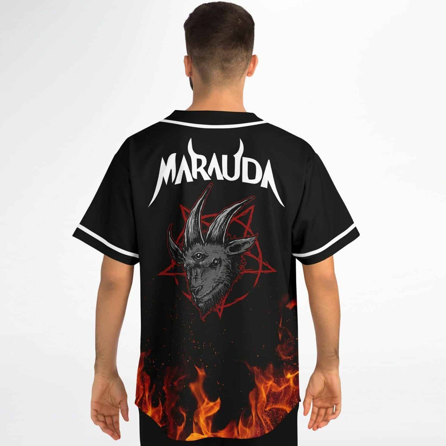 MARAUDA Black Flames Rave Baseball Jersey