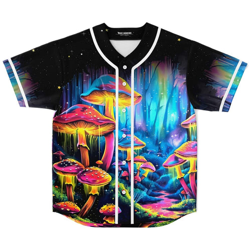 Black Night Glowing Bioluminescent Rave Baseball Jersey
