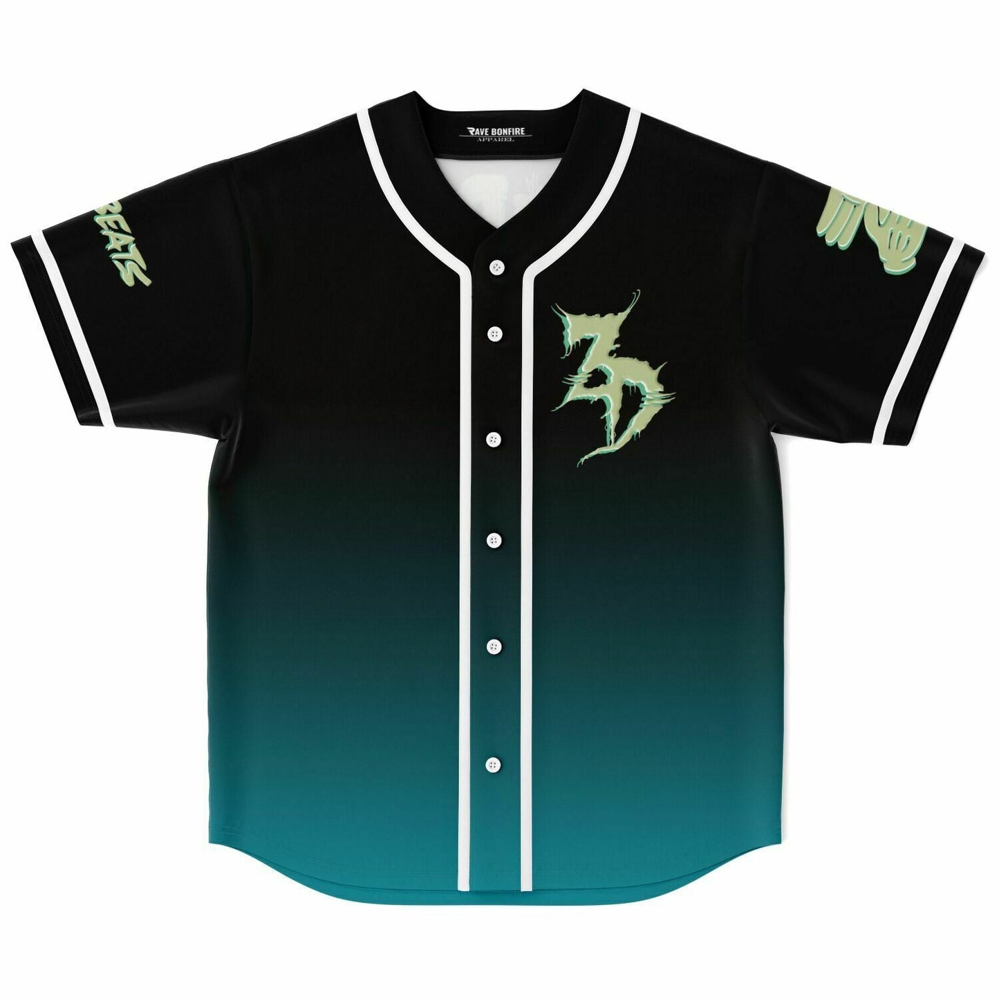 Zeds Dead Black Teal Green Creature Rave Baseball Jersey