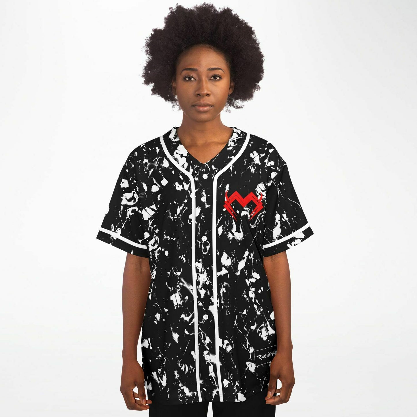Black White Abstract Paint Rave Baseball Jersey