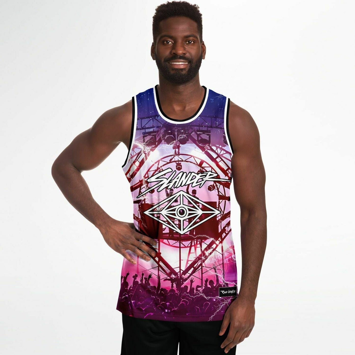 Slander Pink Photographic Concert Rave Basketball Jersey