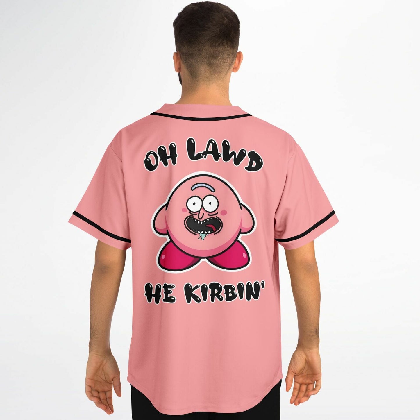 Salmon Pink Kirby Cartoon Rave Baseball Jersey