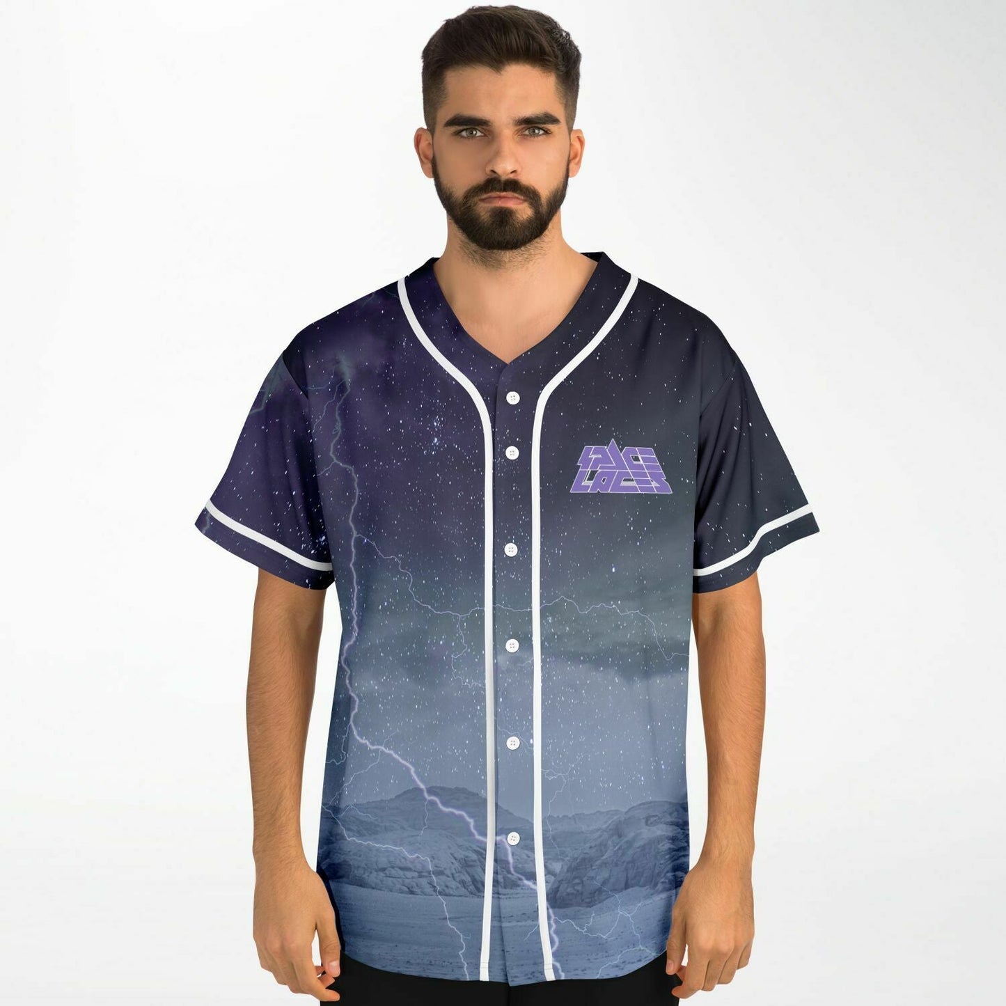 Space Laces Dark Navy Rave Baseball Jersey