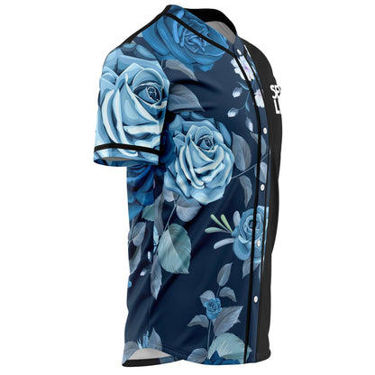 Seven Lions Black Navy Blue Roses Rave Baseball Jersey