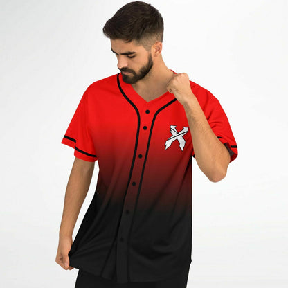 Excision Red Black Crossed X Rave Baseball Jersey
