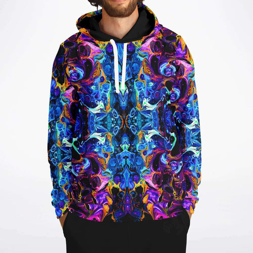Blue Kaleidoscope Liquid Marble Rave Hoodie