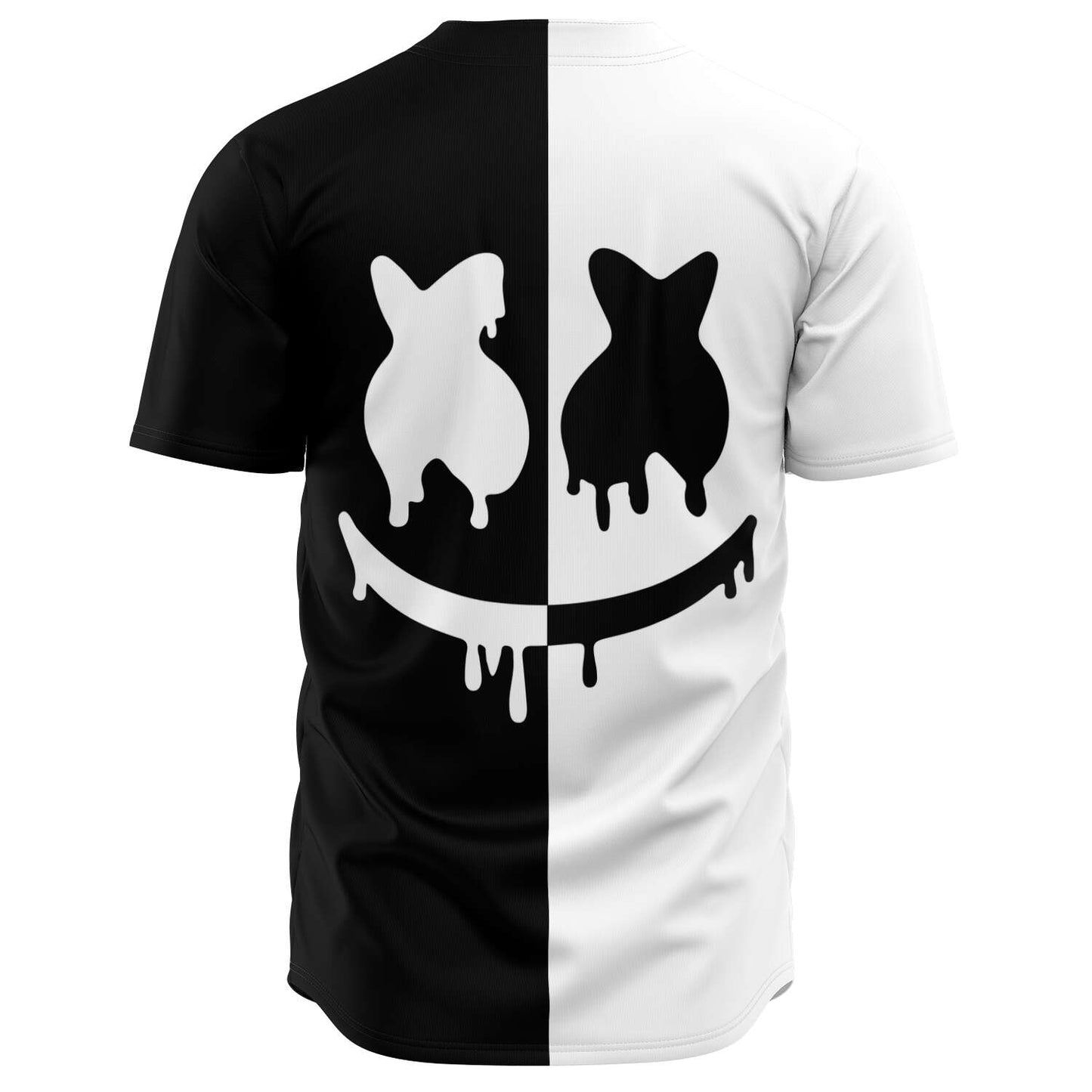 Marshmello Black White Dripping Smiley Rave Baseball Jersey