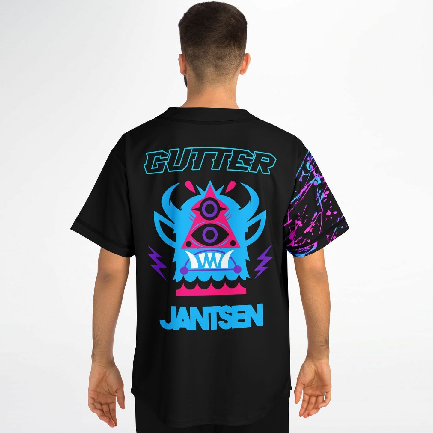 Jantsen Black Neon Paint Rave Baseball Jersey