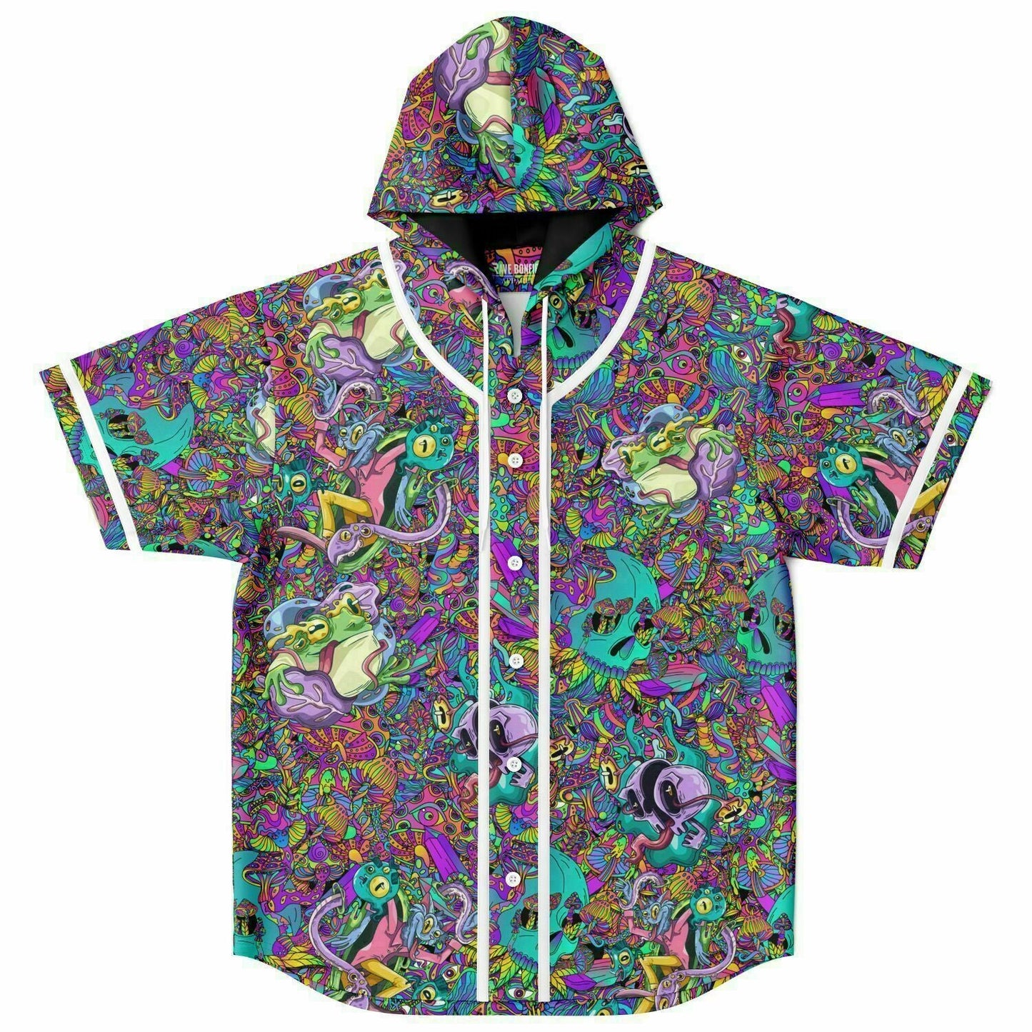 Vibrant Dense Psychedelic Rave Hooded Baseball Jersey