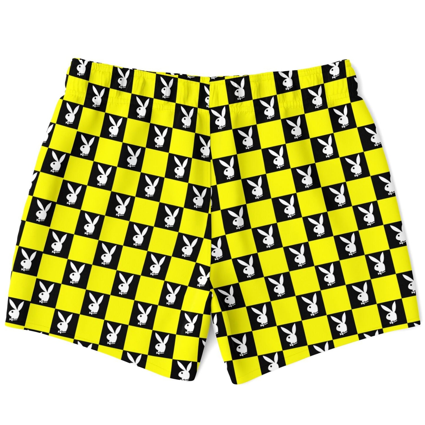 Yellow Black Checkerboard Rave Swim Trunks