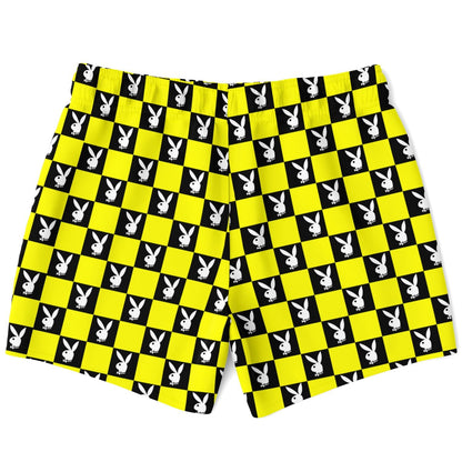 Yellow Black Checkerboard Rave Swim Trunks