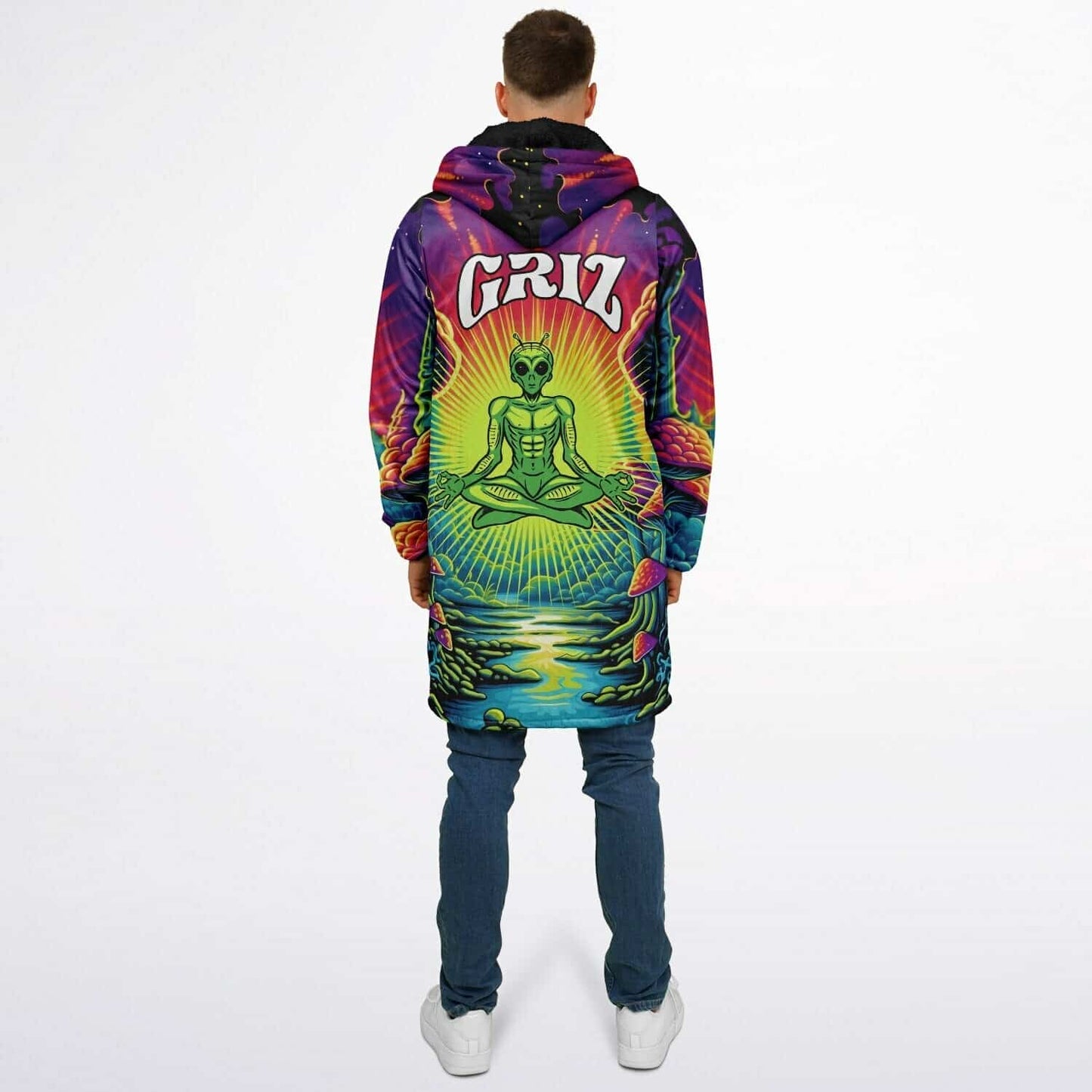 GRIZ Full Rainbow Green Meditating Rave Cloak