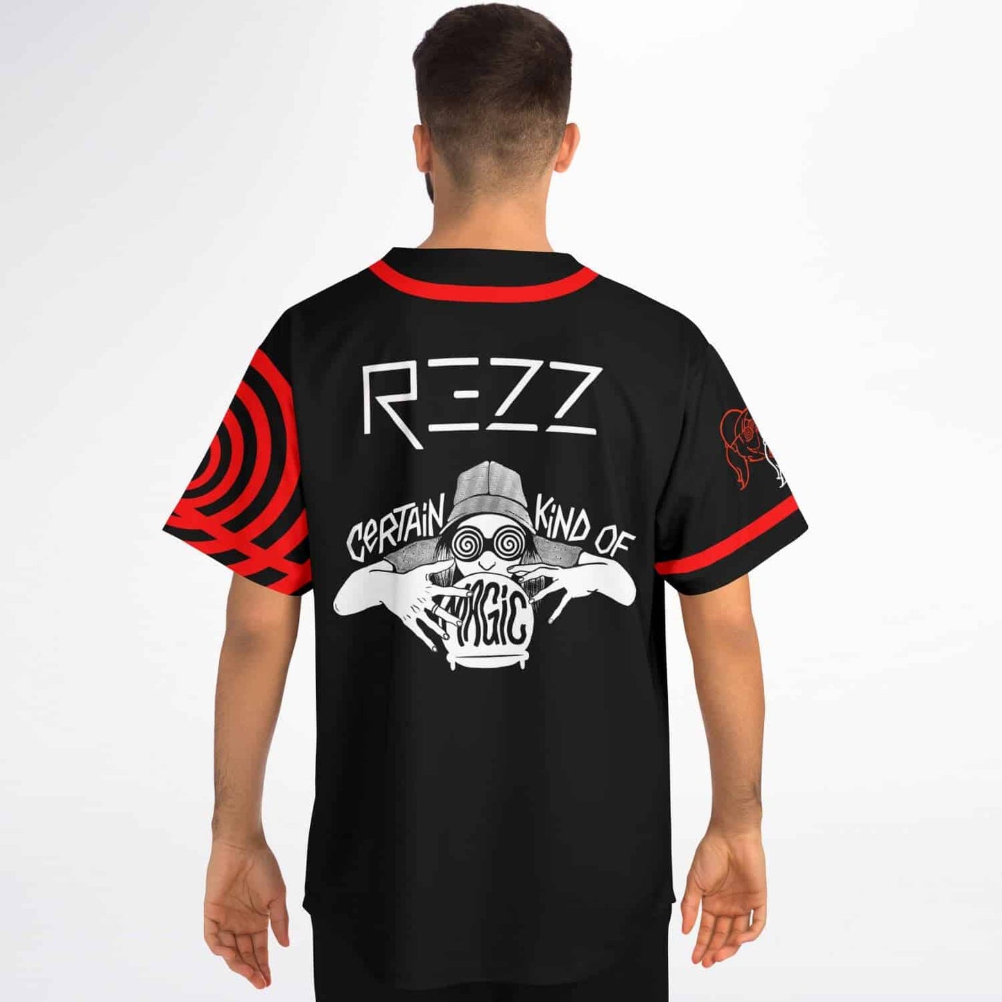 REZZ Black Bright Hypnotic Concentric Rave Baseball Jersey