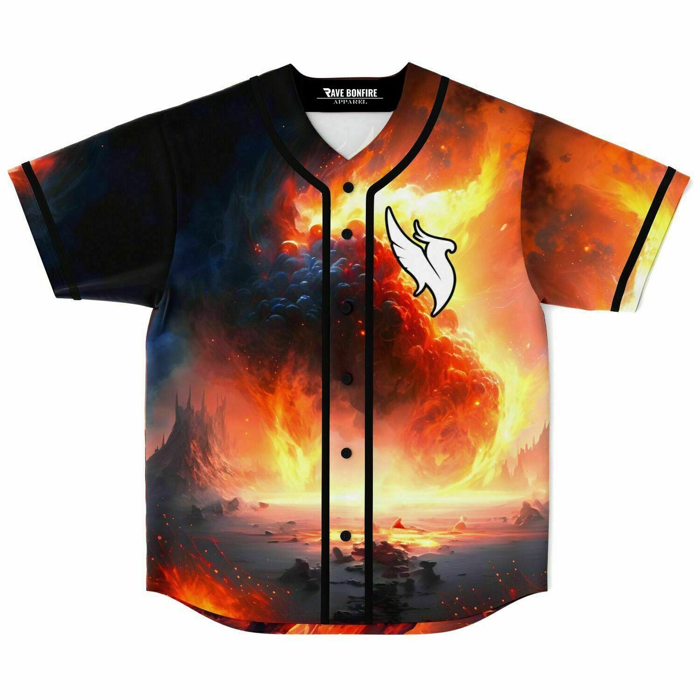 Illenium Fiery Orange Flaming Apocalyptic Rave Baseball Jersey