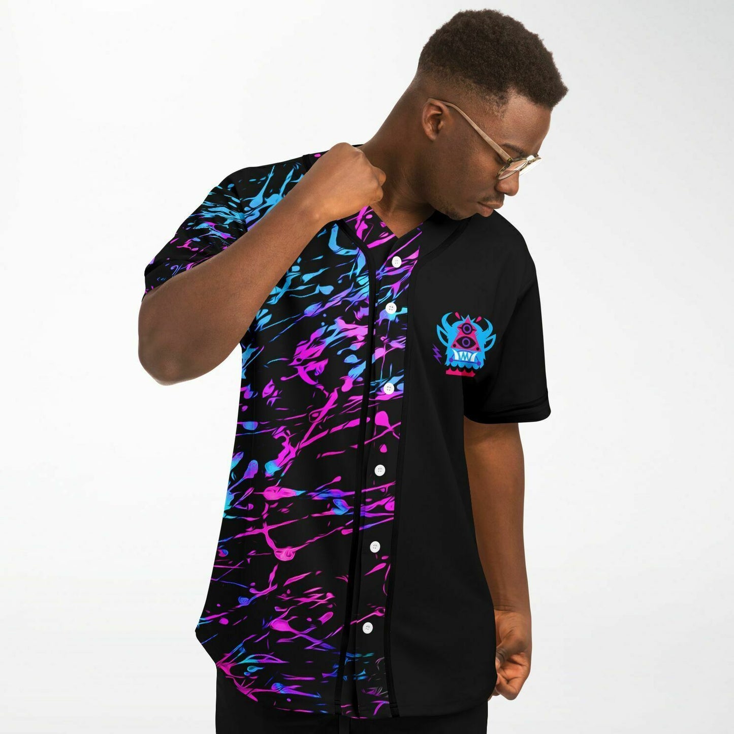 Jantsen Black Neon Paint Rave Baseball Jersey